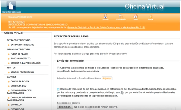 Envío formulario 605 ver. 5